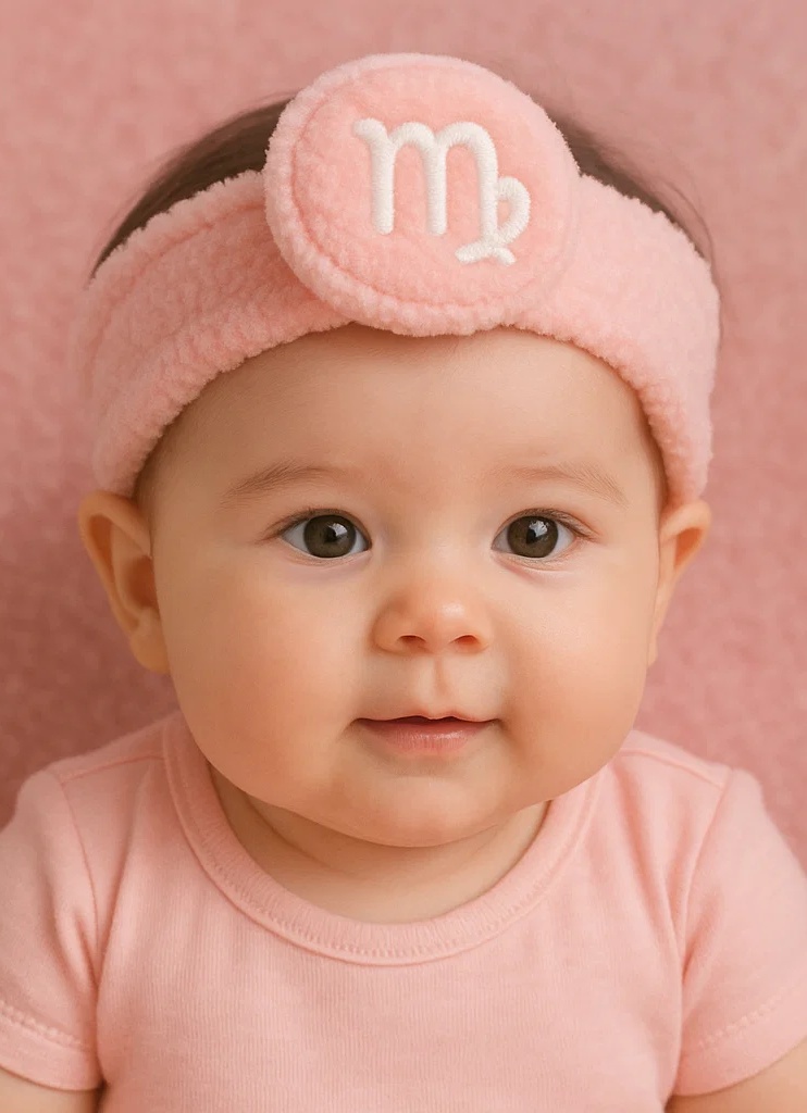 Virgo Symbol Baby Headband – Minimalist Plush Zodiac Style